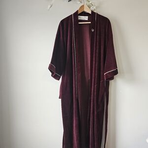 Mens Vintage Christian Dior Velour Velvet Deep Red Robe House Coat Size M